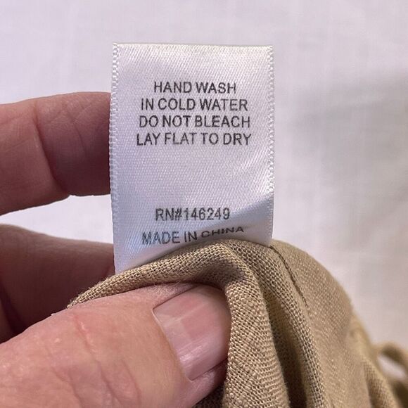 JMP The Label Tan Rayon Blend High Waisted Buttoned Wide Leg Pants Medium - Picture 6 of 11